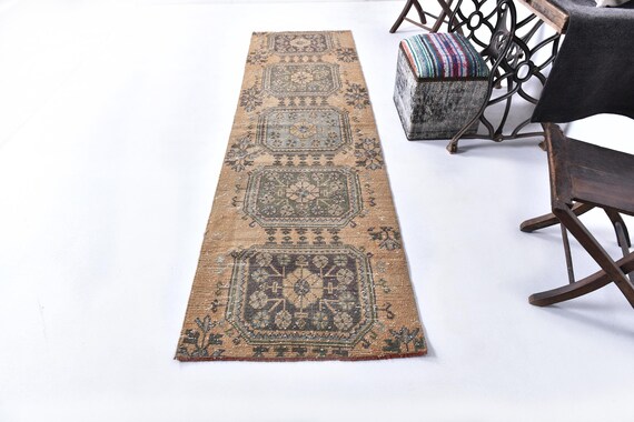 2x9 Vintage Runner, 2x9 Pale Orange Soft Vintage Runner Rug, 2x9 Rug, Narrow Handmade Rug, 2x9 Runner Rug, Turkish Runner 2x9, Gift Rugs