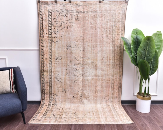 5x8 Vintage Handmade Turkish Distressed Living Room Rug