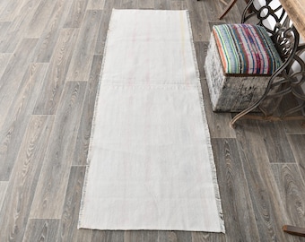 2x7 Runner Rug, 2x7 White & Beige Hemp Runner Rug, 2x7 Hemp Runner, 2x7, Pure Handmade Hemp, 2x7 Rug, 2x7 Vintage Runner, Rugs For The Hall