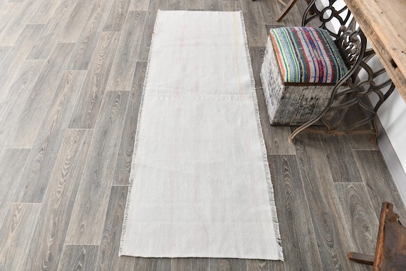 2x7 Runner Rug, 2x7 White & Beige Hemp Runner Rug, 2x7 Hemp Runner, 2x7, Pure Handmade Hemp, 2x7 Rug, 2x7 Vintage Runner, Rugs For The Hall