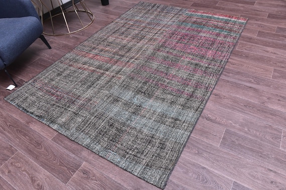 5x7 Vintage Flatweave Kilim Rug, 5x7 Handmade Wool Jute Kilim Rug, Faded Turkish Kilim, 5x7 Traditional Kilim Rug, 5x7 Farmhouse Area Rug