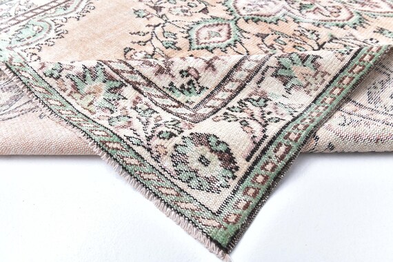 5x9 Muted oushak turkish living room,Bohemian distressed oushak vintage rug,Rug for living room made with wool,Vintage antique turkish rug
