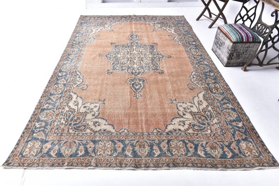 7x10 Unique Rug ,7x10 Navy Blue Red Unique Rug, 7x10, Washable Handmade Wool Rug, 7x10 Rugs, Retro Rug, Rugged Rugs, Oriental Carpet, 60s