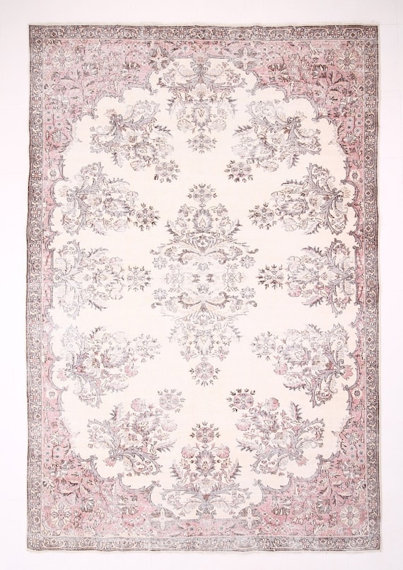 OVERSIZE PERSIAN RUG, 7x10 Oversize Persian Rug, Large Area Rug, 7x10 Area Rug, Beige  Blue Rug, Handmade Turkish Rug, Turkey Rug, Oversize