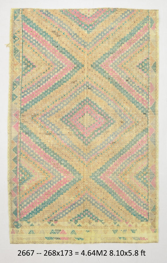 5x9 TURKİSH VİNTAGE KİLİM Rug, 5x9, Vintage Kilim Rug, Handmade Wool Kilim Rug, 5x9 Area Rug, Bohemian & Eclectic, 5x9 Vintage Rug, Kilim