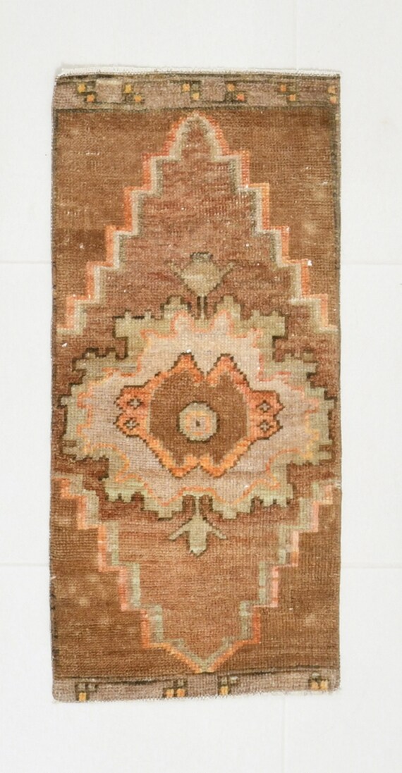 2x3 Oreintal Vintage Dooor Mat Rug, Vintage Door Mat, 2x3, Wool Handmade Rug, Brown Door Mat & Outdoor Rugs, Daimond Small Size, 60s Antique