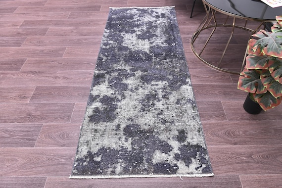 2x6 Vintage Turkish Runner Rug, 2x6 Blue Purple Color, Hallway Rug, 2x6 Distressed Oriental Runner, 2x6 Hallway Runner Rug, 2x6 Doorway Rug