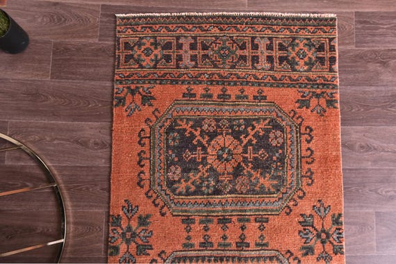 3x12 Vintage  Runner Rug, Handmade Wool Runner, 3x12 Brown Color, Hallway Rug, Turkish Brown Rug, 3x12 Farmhouse Decor Rug, Kithcen Rug