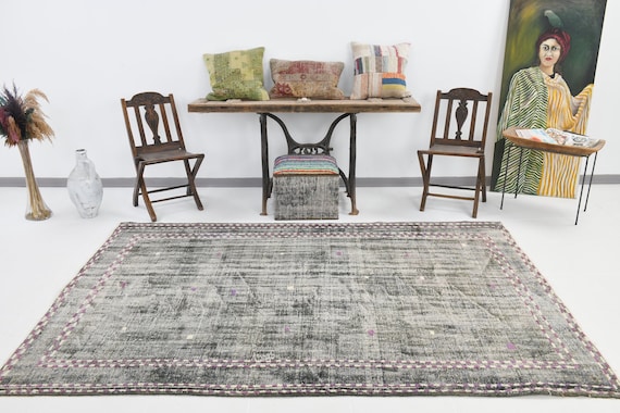 6x9 Area Rug, 6x9 Vintage Rug, 6x9 CLASSIC TURKISH VINTAGE Rug, 6x9, Oushak Handmade Rug, 6x9 Rugs, Brown & Gray Tones Rug, 57s Antique Rug