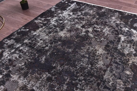 5x8 Vintage Overdyed Gray Rug, Modern Home Decor, 5x8 Handmade Wool Rug, Living Room Bedroom Rug, 5x8 Vintage Rug, 5x8 Area Rug