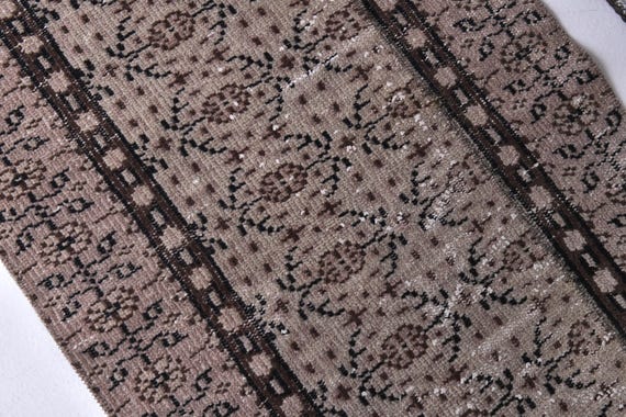 2x8 Vintage Brown Runner Rug, Floral Runner Rug, Handmade Home Decor, 2x8 Turkish Runner, 2x8 Area Rug, Hallway Rug, Persian Runner Rug