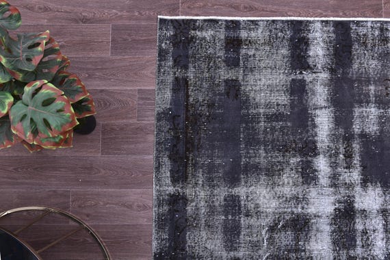 5x8 Vintage Turkish Brown Rug, Charcoal Black Color, 5x8 Handmade Wool Rug, 5x8 Living Room Bedroom Rug, 5x8 Vintage Rug, 5x8 Rug