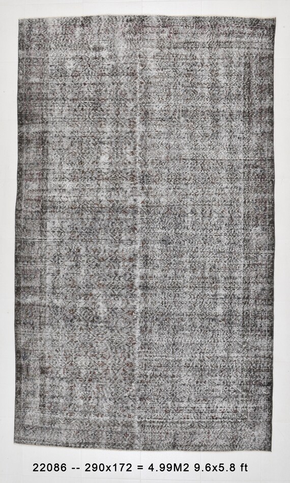 5x10 Turkey VINTAGE TURKISH RUG, 5x10 Area Rug, Vintage Rug, Black and Gray Carpet, Handmade Wool Rug, Turkey Rug, Oversize Rug 5x10, Rugs
