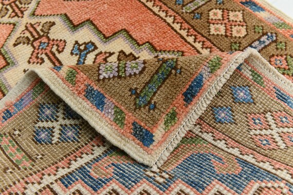 3x9 Salmon Green Oushak Runner Rug, 3x9 Oushak Runner, 3x9 Rug, Oushak Handmade Wool Rug, 3x9 Runner Rug, 3x9 Vintage Runner, Oriental Decor