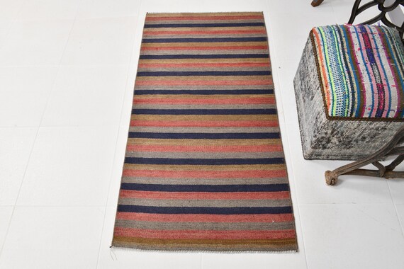 2x5 Runner Rug, 2x5 Kilim Runner, 2x5 TURKISH KILIM RUNNER Rug, 2x5, Oushak Handmade Rug, Blue & Red Kilim Rug, Turkish Vintage Runner 2x5,