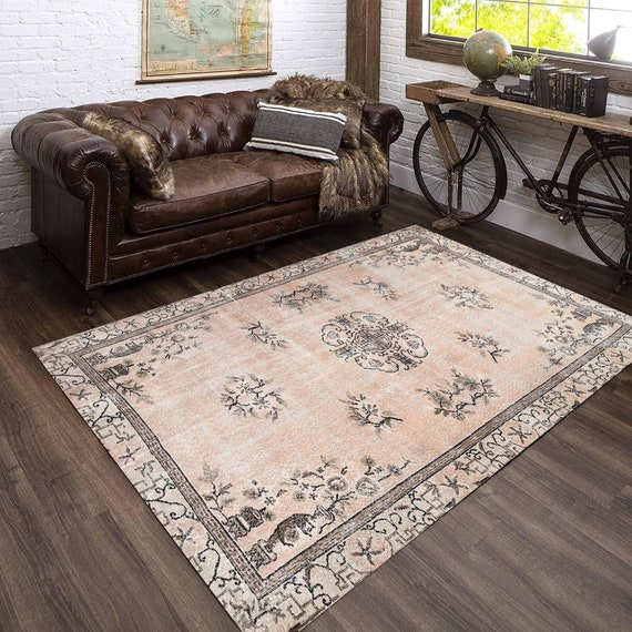 5x8 Turkish Rug, 5x8 Brown & Beige Tukish Vintage Rug, 5x8, Aesthetic Handmade Rug, 5x8 Rugs, Vintage Rug 5x8, Rug For Bedroom Office Foyer
