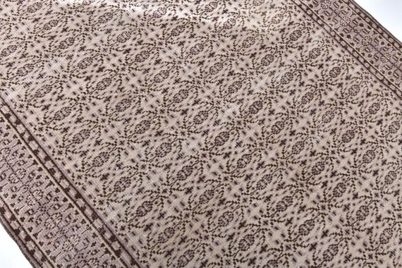 5x9 Pink Brown Distressed Turkish Rug,Floral Distressed 5x9 Turkish Rug, 5x9 Rug, Distressed 5x9 Area Rug,Living Room Distressed Vintage Rug