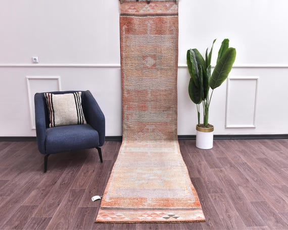 3x12 Vintage Handmade Faded Wool Runner Rug, Rug For Hallway Kithcen, Outlet