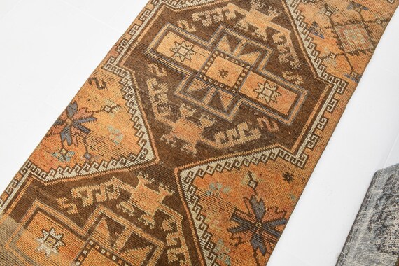 3x11 Brown Turkish Vintage Runner, 3x11 Runner Rug, 3x11 Rug, Vintage Runner, Kitchen Runner, Farmhouse Rug, Brown Runenr Rug, 2.8x10.10 Ft