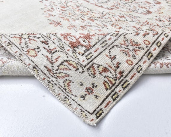 6x9 Light Yellow Brown Vintage Rug, 6x9 Vintage Rug, Wool Handmade Rug, 6x9 Rug, Home Living Foor Rugs, 6x9 Turkish Rug, Living Room Rug