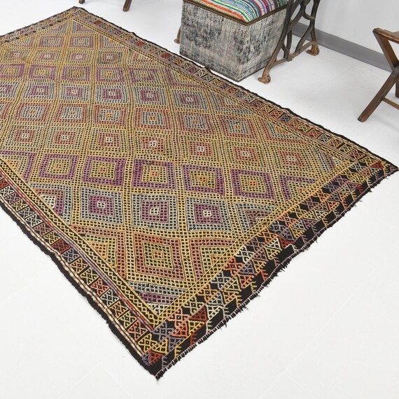 5x8 Traditional Vintage Kilim Rug, Handmade Wool Rug, 5x8 Oriental Home Decor, 5x8  Kilim Rug, Dining Areas Rug, Bedroom Rug, 5x8 Area Rug