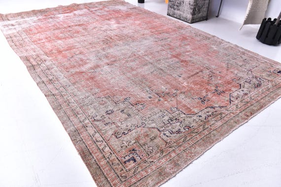 6x10 Turkish Faded Pink  Rug, Pink Cream Rug, 6x10 Rug, Handmade Wool Rug 6x10 Area Rug, 6x10 Turkish Rug, 6x10 Living Room, Bedroom Rug