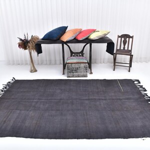 5x8 Navy Blue Hemp Rug, 5x8 Naturel Hemp Rug, 5x8 Rug, Handmade Hemp Rug, 5x8 Area Rug, Mid Century Modern, 5x8 Vintage Rug, Jute Kilim Rug