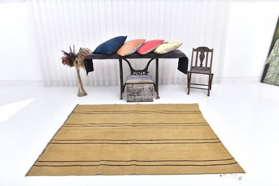 5x7 Green Black Striped Hemp Rug, 5x7 Hemp Rug, 5x7 Rug, Natural Handmade Hemp Rug, 5x7 Area Rug, Hemp Area Rug, Rugs For Living Room Rug