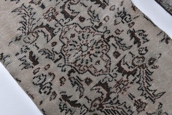 Medallion Vintage rug runner Turkish wool 3x8 Rug, Short Handmade Wool Rug 3x8 , Vintage turkish rug runner 3x8. Runner rug for kitchen 3x8