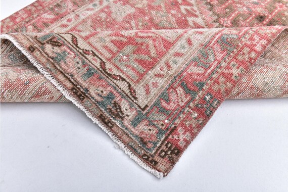 3x10 Pale Red Persian Runner Rug, 3x10 Persian Runner, 3x10, Handmade Persian Heriz, 3x10 Runner Rug, 3x10 Heriz Runner Rugs For Hallway 56s