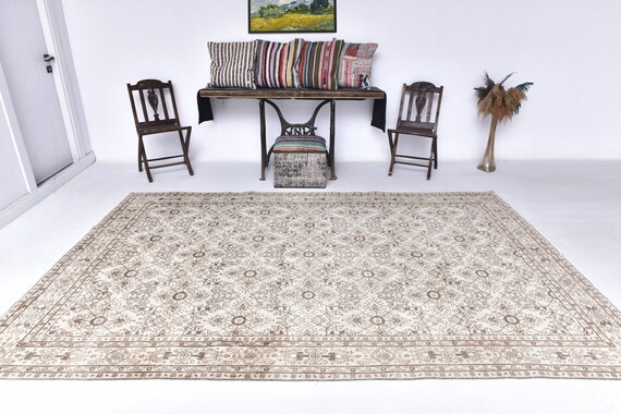 7x10 Turkish Vintage Rug - 7x10 Vintage Rug - Oversize Vintage Rug - Large Area Rug- Aesthetic Vintage Rug- 7x10 Rugs- Rugged Rugs- Washable