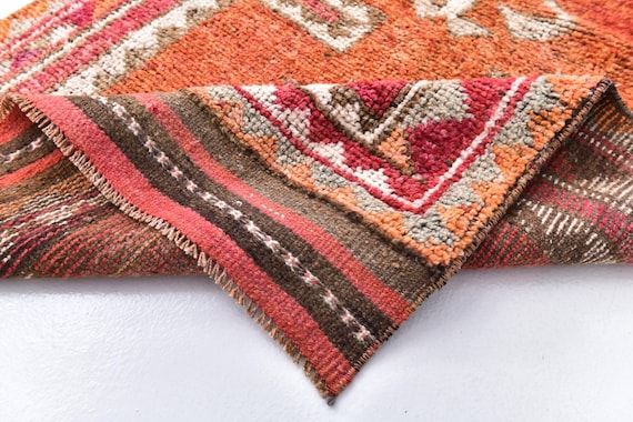 Vintage Herki Runner Rug 3x11, Bright Color Rug, Vintage Turkish Runner Rug, Wool Runner Rugs 3x11, Hallway Runner Rug,
