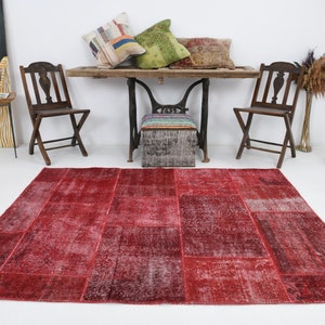 5x7 Area Rug, 5x7 Wine Red Vintage, 5x7 TURKISH VINTAGE AREA Rug, 5x7, Wool Handmade Persian, Shades Of Of Wine Red, 5x7 Vintage Rug, 57s