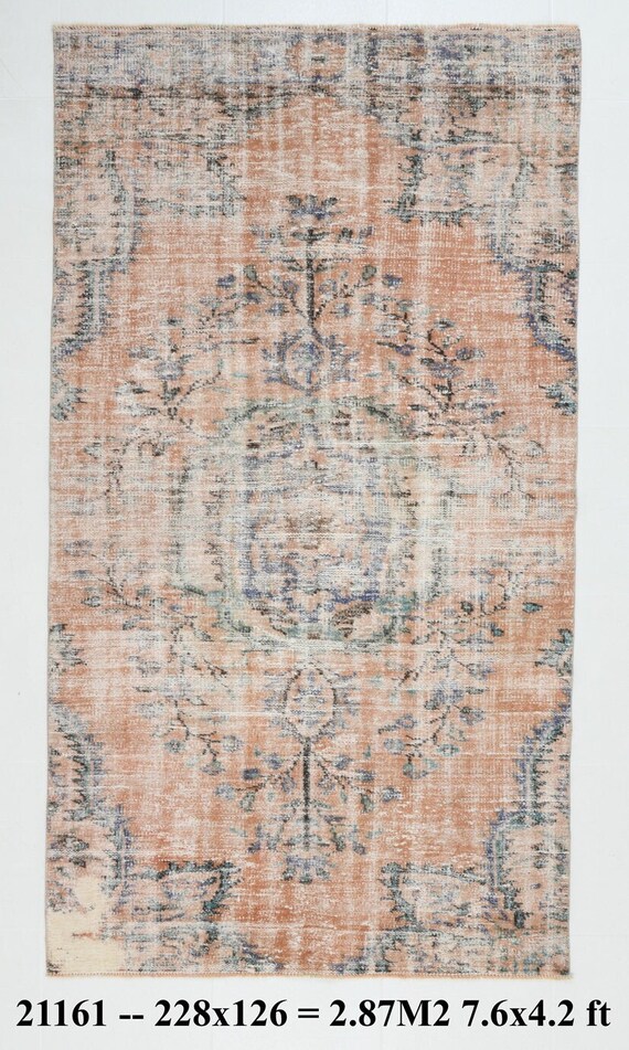 4x7 Rug, 4x7 Soft and Pastel Vintge Rug, 4x7, Wool Handmade Turkey Rug, Vintage Rug, Shabby Chic Style, Turkish Rug, Living Room, Office Rug