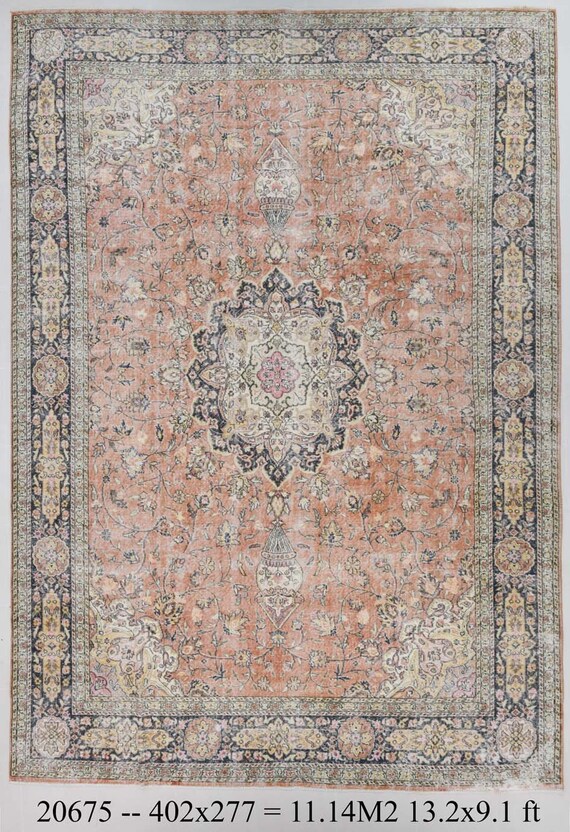 9x13 Distressed Medallion Area Rug, 9x13 Vintage Stile Oriental Floral Oversize Persian Rug, 9x13 Red Distressd Persian Rug , Red Floral Rug