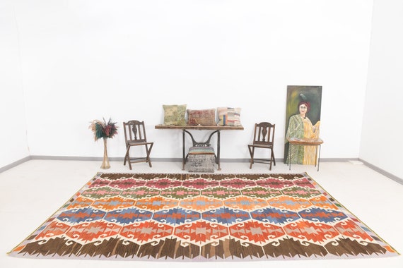 8x12 Area Rug, 8x12 TURKISH VINTAGE KILIM Rug, 8x12, Oversize Kilim Rug, Large Area Rug, 8x12 Rugs, Geometric Tribal Style, Kilim Rug 8x12