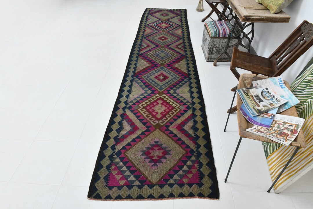 3x14 Rugs, 3x14 LONG STAIR VINTAGE Runner Rug, Dark Navy Vintage, 3x14 ...