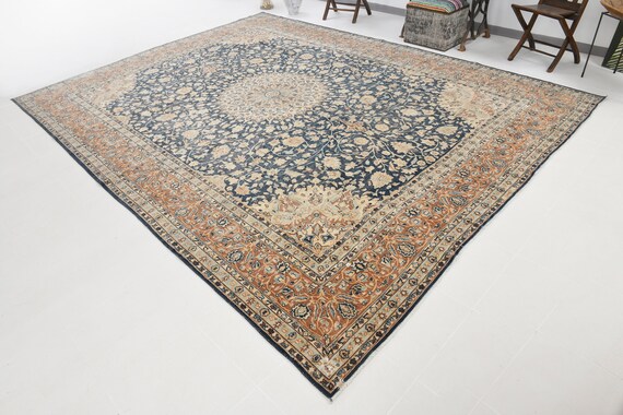 10x13 Antique Persian Area Rug, 10x13 Oriental Vintage Persian Rug, Oversized Persian Rug, Large Area Rug, Handmade Wool Rug, Tapis