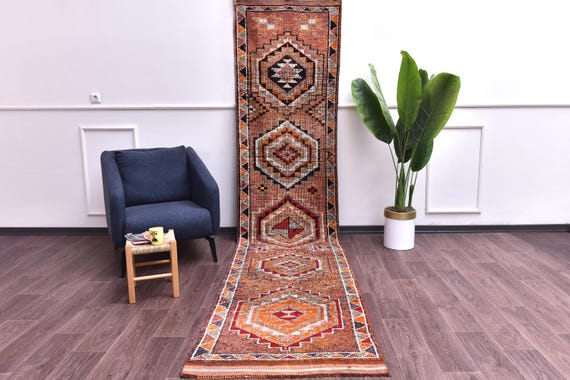 3x12 Vintage Faded Turkish Runner Rug, Handmade Wool, Farmhouse Decor, Rug For Hallway Kithcen Rug