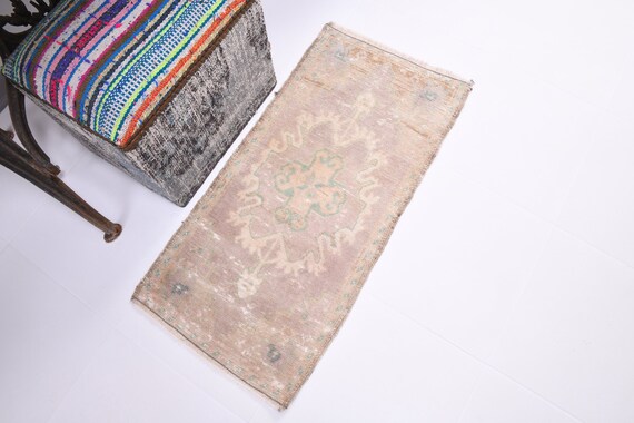 2x3 Vintage Bath Mat Rug, 2x3 Vintage Door Mat Rug, 2x3 Bath Mat Rug, Orange / Brown Rug, Small Size Rug, Farmhouse rug 2x3, Wool Door Mat