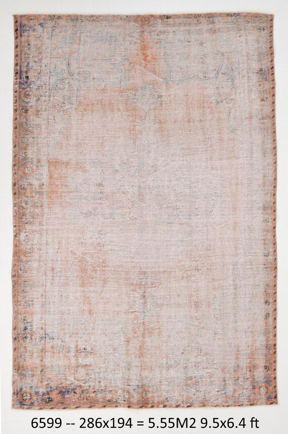6x9 Turkish Vintage Rug,6x9 Area Rug,6x9 Oushak Rug,Turkey Rug,Faded Rug,Large Area Rug,Turkish Rug,6x9 Tribal Rug,Antique Rug,6x9 Rug,