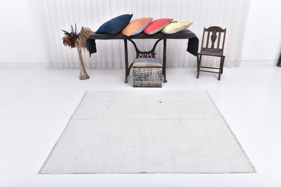 5x5 Hemp Rug, 5x5 White & Black Hemp Rug, 5x5, Organic Handmade Vintage, Modern Stripped Style, 5x5 Area Rug, Rugs For Living Room Bedroom