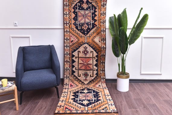 3x10 Runner Rug 3x10 Turkish Vintage Rug 3x10 Vintage Runner 3x10 Runner Rug Handmade Oushak Rug Turkey Old Rug Turkish Runner Gift Rug 3x10