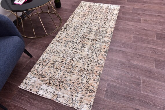 2x6 Runner Rug, 2x6 Turkish Runner, 2x6 VINTAGE TURKISH RUNNER Rug, 2x6, Natural Handmade Hemp, 2x6 Wool Runner, Brown & Beige Wool Rug, 59s