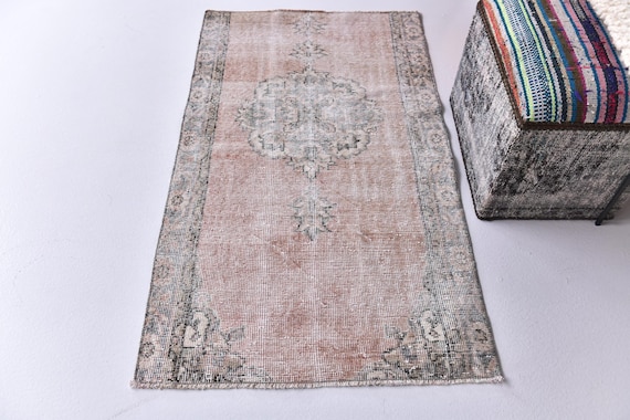 2x4 Vintage Doormat Rug, 2x4 Vintage Doormat Rug, 2x4 Orange Green Rug, Accent Rug, Bath Mat, Handmade Home Decor, 2x4 Soft Color Rug