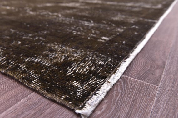 7x10 Vintage Area Rug, Green Color, Living Room Bedroom, Faded Distressed, Modern Home Decor