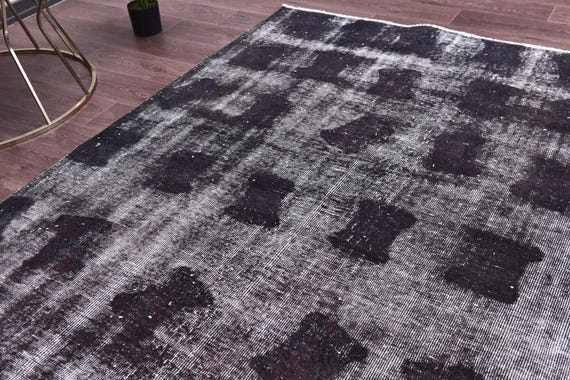 5x8 Vintage Overdyed Rug, Purple Color, 5x8 Handmade Wool Rug, Living Room Bedroom Rug, 5x8 Area Rug, Turkish Faded Rug