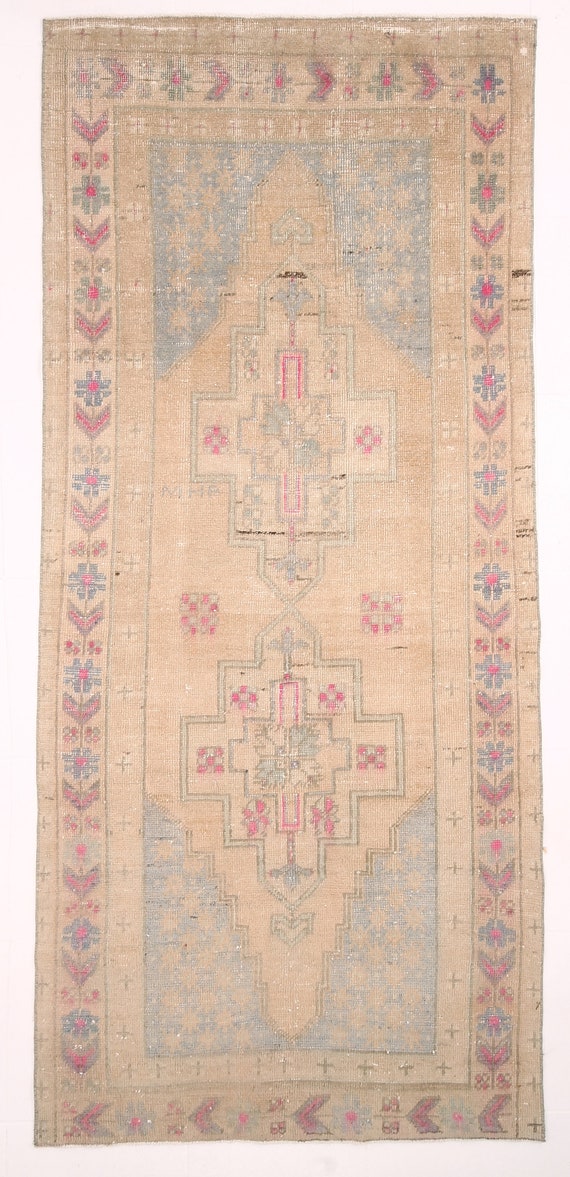 4x8 Area Rug, 4x8 ORIENTAL VINTAGE OUSHAK Rug, 4x8 Turkish Oushak Rug, 4x8, Pale Color Oushak, Khaki & Pink Oushak, Rug For Bedroom Rug