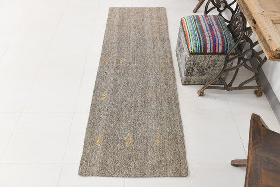 2x7 Runner Rug, 2x7 FLATWEAVE KILIM RUNNER Rug, 2x7 Kilim Runner, Wool Handwoven Kilim, 2x7 Rugs, Brown & Beige Tones Kilim, Rug For Kitchen
