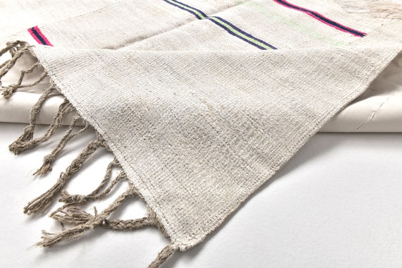 5x8 Vintage Patchwork Hemp Rug, 5x8 Neutral Hemp Rug, White Red Green Color Rug, 5x8 Naturel Hem Rug, Bedroom Rug, Decorative Rug